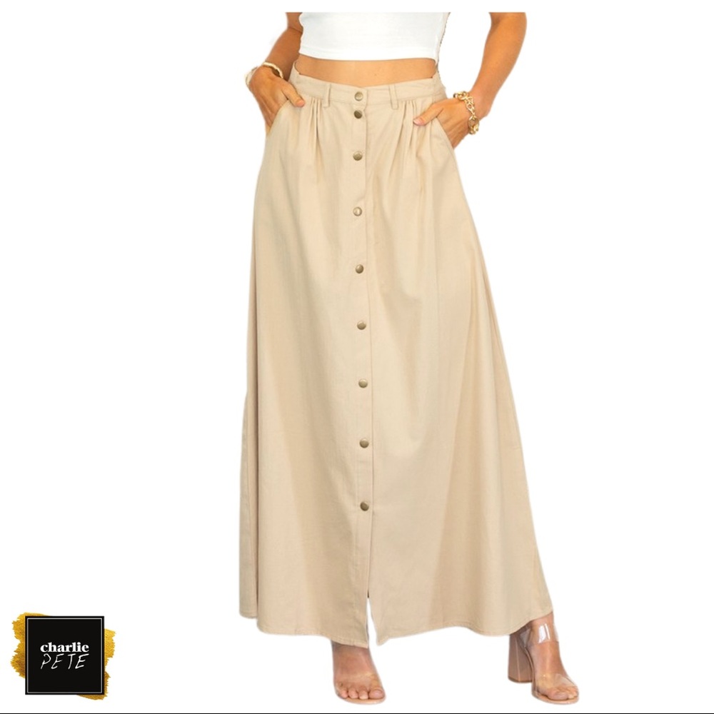Plus Button Down Maxi Skirt - image 3